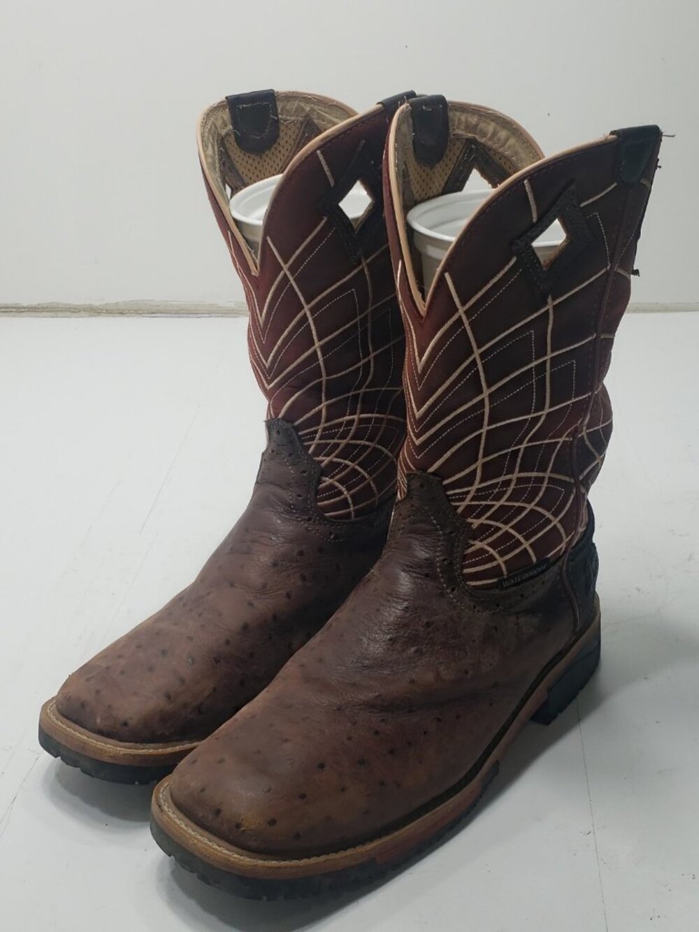 Justin Derrickman SE4834 Ostrich Print EH Work Boots Mens 11.5D Brown